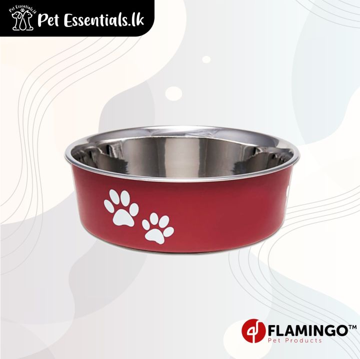 Flamingo Kena Stainless Steel Printed Bowl Made In Belgium 450ML Red