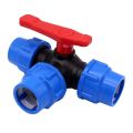 T-type 20/25/32/40/50mm PE Pipe Faucet Diverter Plastic Irrigation 3-Way Ball Valve Pipe Fast Joint Easy To Install Water Pipe Fittings Lawn. 