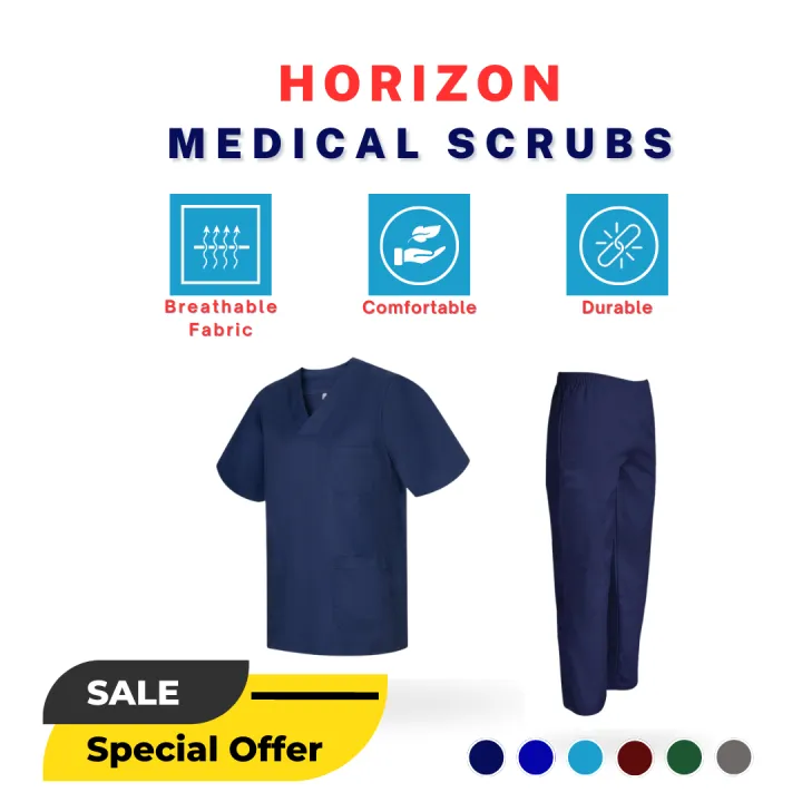 Horizon Medical Scrubs - Doctor Uniforms - Cotton Twill Navy Blue Doctors Scrubs