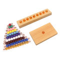 Montessori Golden Beads With Wood Tray Coloful Beads Hundreds Beads Square Educational Counting Learning Math Toys For Children. 