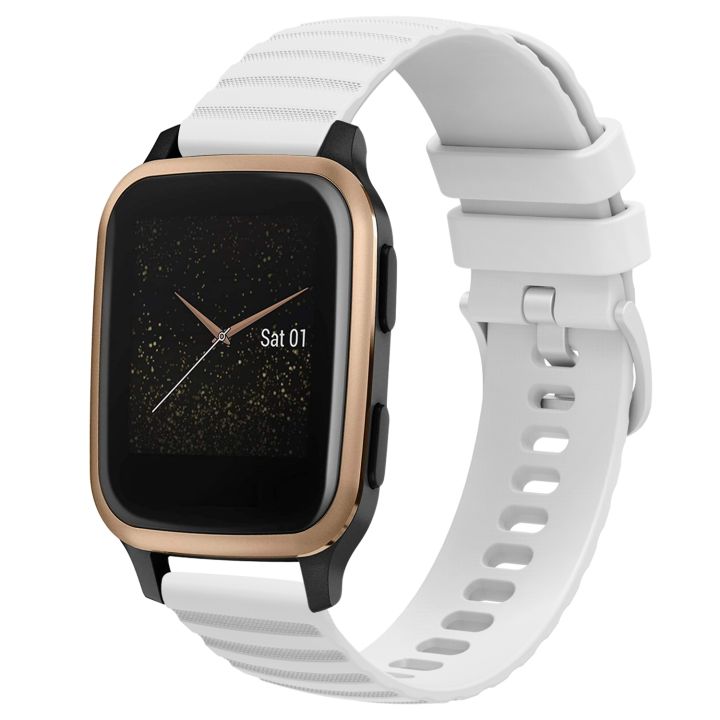 For Garmin Venu SQ 20mm Wavy Dot Pattern Solid Color Silicone Watch