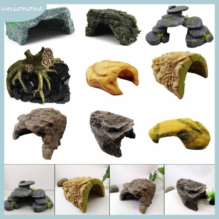ONE Aquariums Rock Stone Cave Decorations Fish Tanks Sinkable Ornament Aquatic Pet FishTanks Cave House for Tortoises Hi