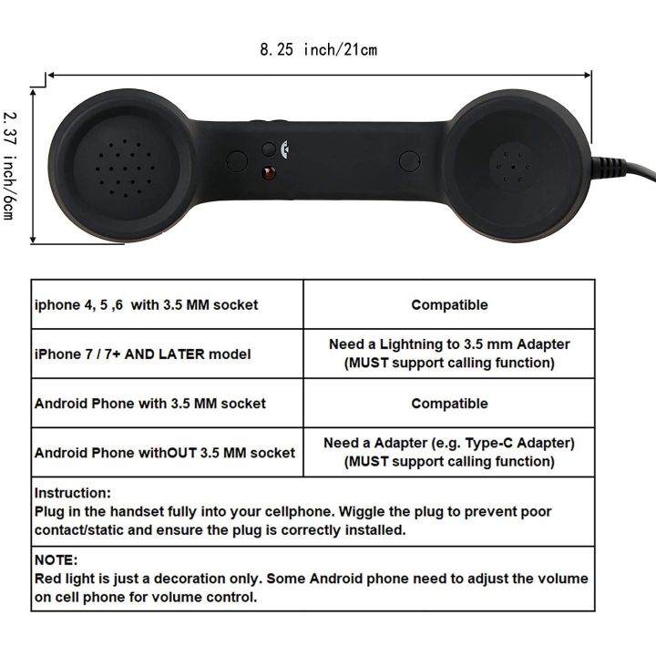 Telephone%20Handset%20Receiver%20MIC%20for%20Cellphone,%203.5%20mm%20Socket%20(Black)%20-%20Image%207