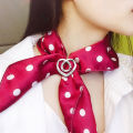 Square Scarf Buckle Shiny Women Love Heart Shawl Knotted Ring Clip. 