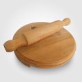 Handmade Wooden Roti Rolling Board / Capati Maker / Roti Maker / Puri Maker / Wooden Balen Chakla Set/wooden chapati board with Rolling Pin -27.5cm. 