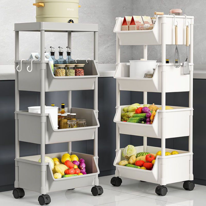 〓Highest Level〓COD〓 Kitchen Storage Rack Floor-standing Multi-layer Organizer Rack Vegetable Cart Multifunctional Fruit and Vegetable Basket Bookshelf Storage Rack 〓COD〓