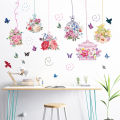 Pastoral Style Butterfly Flower Bird Cage Wall Sticker Living Room Bedroom Decorations Wallpaper Mural Removable Stickers. 