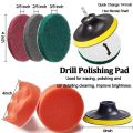 【Blue】 Power Scrub Drill Brushes Detail Brush Set Sponge Polishing Pad Kit Cleaning Brush For Wheel Tire Rim Cleaning. 