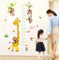 Buy More One Giraffe with Monkeys Height Measuring growing kids measurement chart cartoon animals tree bridge baby children bedroom room wall decoration wall stickers removable kids nursery decal sticker. 