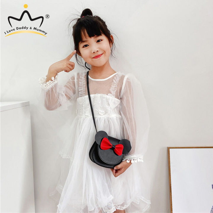 Girls Bowknot Messenger Bag Cartoon Bows Kids Shoulder Bag Children PU Leather Cute Coin Purse Handbag