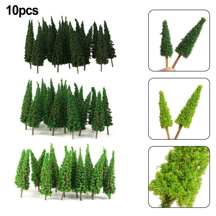 10pcs Pine Trees 1:25 Model Train Railway Building Model Tree 3 ...