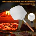 Eckige Pizzaschaufel, Aluminium Pizzaschieber mit Holzgriff. 