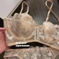 Lace Pure Desire Underwear Women's Style Strapless Hot Backless Bra Half Cup Ultra-Thin Big Chest Show Small Summer. 