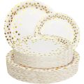 paper plates White Gold Party Supplies Disposable White Paper Plates Dinnerware Gold Dots Plates Cups Wedding Birthday Party Baby ShowerParty Tableware. 