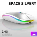 LED Wireless Mouse compatible Slim Rechargeable Silent Mice RGB Ergonomic Gaming mouse for Computer Laptop PC 2.4GHz. 