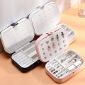 Jewelry Box Jewelry Case Double Layer Jewelry Travel Organizer for Women Girls Travel Jewelry Case with zipper and Mirror for Earrings, Rings, Necklace, Bracelets. 