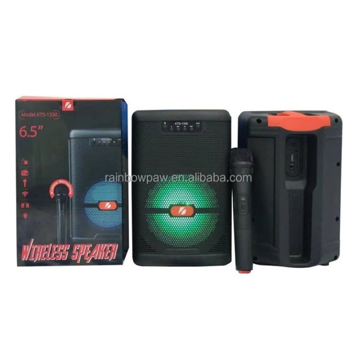 KTS 1330 Wireless Portable Bluetooth Speaker With Led Light Support Mic,FM,AUX,USB,TF Card [With Wireless Mic]