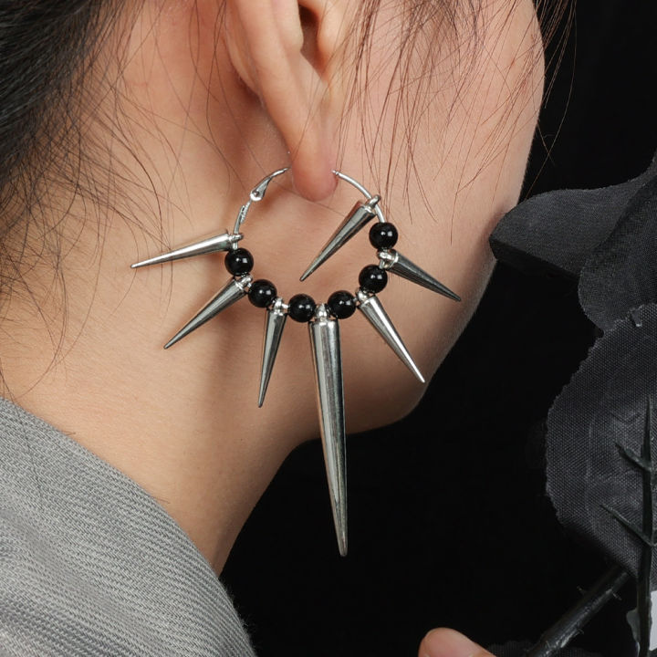 Rivet Hoop Earrings Cool Hip Hop Earrings for Women Jewelry