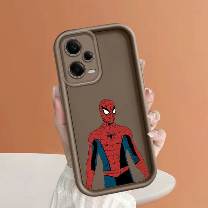PMP for Xiaomi Redmi 11T + Pro 4G Note 12 Turbo 5G silicon soft square shape Spider-Man Figure Phone Pipe fully wrapped pattern
