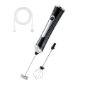 Handheld Electric Milk Frother with 2 Heads,Coffee Whisk Foam Mixer with USB Rechargeable 3 Speeds, Foam Maker Blender A. 