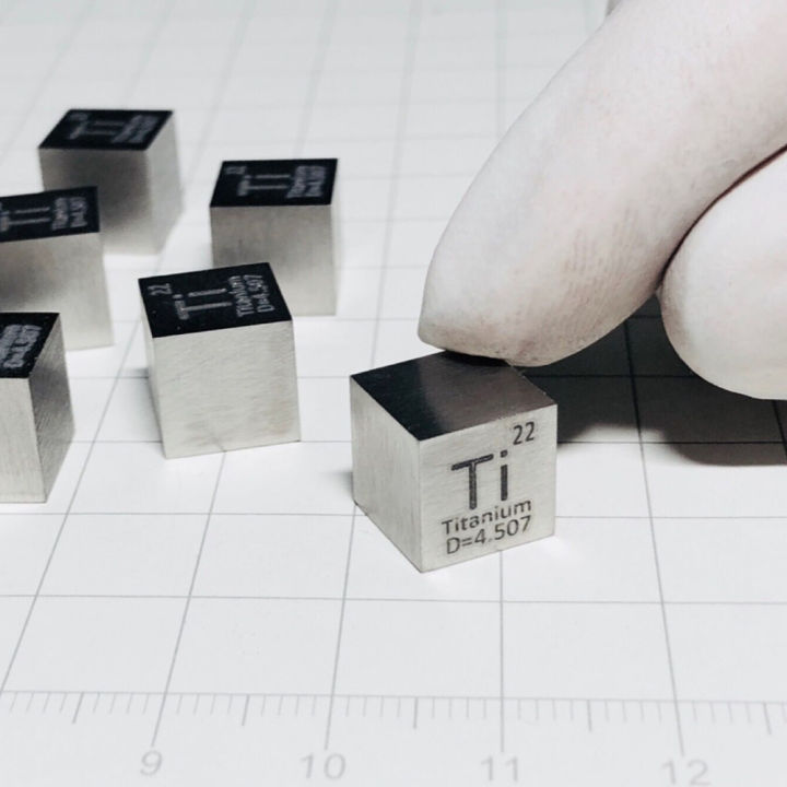 1pc 99.5% Pure Titanium Cube High Purity Ti Metal Carved Element Periodic Table Craft Wonderful Collection 10*10*10mm