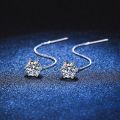 Moissanite Zircons925Sterling Silver Needle Six-Claw Hanging Earrings Female Long Fringe Earrings Anti-Allergy Tik Tok Live Stream Supply. 