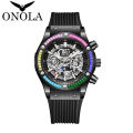 ONOLA brand fashion business sports waterproof automatic mechanical men's watch. 