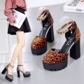 12cmHigh Heel Platform High Heels Super High Heel Chunky Heel Sandals Women European and American2023Spring New Toe Box Shoes Waterproof Platform. 