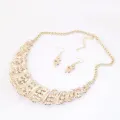 Chain Necklace Hook Earrings Bridal Wedding Party Jewelry Set. 