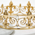 2X Royal Crown for Men - Metal Prince Crowns and Tiaras, Full Round Birthday Party Hats,Medieval Accessories (Gold). 