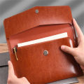 Multiple compartments Leather file folder Organized A6 A4 Data package Large capacity Leather material Document organiser for. 