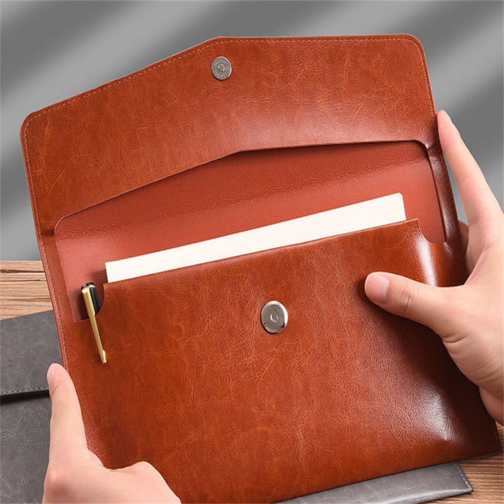 Multiple%20compartments%20Leather%20file%20folder%20Organized%20A6%20A4%20Data%20package%20Large%20capacity%20Leather%20material%20Document%20organiser%20for%20-%20Image%205