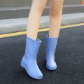 Mid-Calf Rain Boots Women's Fashion Outerwear Korean Rain Boots Anti-Slip Rain Boots Kitchen Work Car Wash Waterproof Rubber Shoes. 