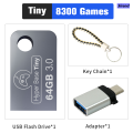 Sirend Gaming USB Stick For PC/Handheld Game Console Retrobat 64GB USB Flash Drive Built-in 8300 Retro Games For PSP/N64/DC For Windows. 