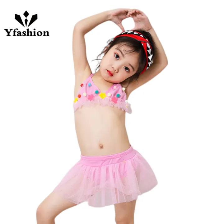 Yfashion%202%20Pieces%20Girls%20Cotton%20Split%20Swimsuit%20Multi-color%20Sweet%20Cute%20Bikini%20Swimwear%20For%200-2%20Years%20Old%20Kids%20-%20Image%202