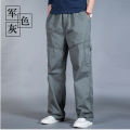 Men's Pants Summer Thin Casual Trousers Men Oversized Cargo Pants Loose Multi-Pocket Sports Fat Guy Straight-Leg Pants. 