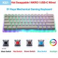 Gamakay K61 61 Keys Mechanical Gaming Keyboard Tyce-C Wired RGB Backlit keyboard Gateron Switch Crystalline Base Hot Swappable. 