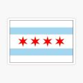 Chicago Flag Sticker for Laptop Decor Bedroom Car Cute Cartoon Art Fashionable Public Suitcase. 