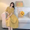 [ plus Size Women's Clothing ]2024 Summer New Fresh Mori Style Lapel and Waist Tight Slimming French Advanced Dress. 