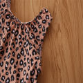 Yfashion Girls Cotton Sleeveless Swimwear Trendy Leopard Printing One-piece Mesh Skirt Breathable Swimsuit For 6m-5y Children. 