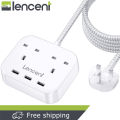 LENCENT Mini Extension Lead with 3 USB Port, 2 Way Outlets Power Strip with 3 USB Slots, Multi Plug Power Extension with 1.8M Braided Extension cord for Home Office Travel (13A 3250W). 