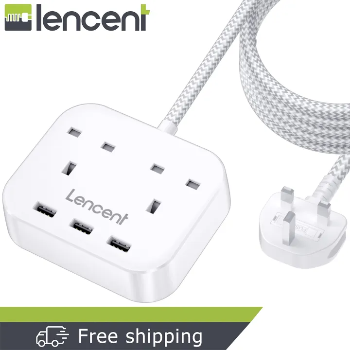 LENCENT%20Mini%20Extension%20Lead%20with%203%20USB%20Port,%202%20Way%20Outlets%20Power%20Strip%20with%203%20USB%20Slots,%20Multi%20Plug%20Power%20Extension%20with%201.8M%20Braided%20Extension%20cord%20for%20Home%20Office%20Travel%20(13A%203250W)%20-%20Image%202