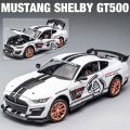 model bike 1/24 Alloy Diecasts Car Model Mustang Shelby GT500 Sport Car Toy Simulation Sound Light with Pull Back Vehicle for Child GiftsParty Tableware. 