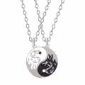 2Pcs/Set Sliver Alloy Yin Yang Pendant Puzzle Piece Dragon Carving Necklace Birthday Jewelry Gifts for Couple or Best Friends. 