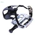 Stationary Bike Pedals, Exercise Bike Pedals with Straps and Toe Clips, Fits Exerciser Equipment & Exercise Bike Bicycle , Long 14mm spindle. 