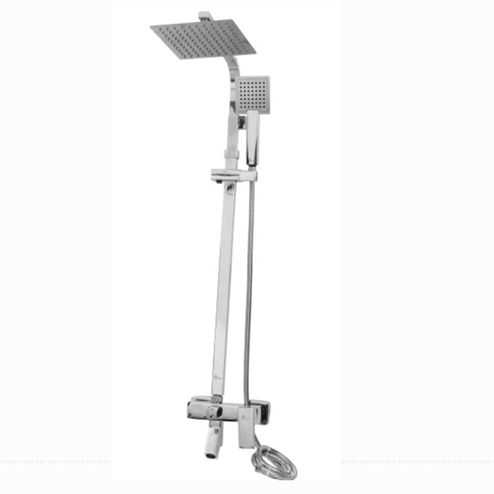 Miller 3 in 1 Shower Set Jet / Overhead Shower Telephone Shower Bath Mixer Tap with SS Flexible Hose Bracket and Fittings Square Luxury Heavy MLR-2030