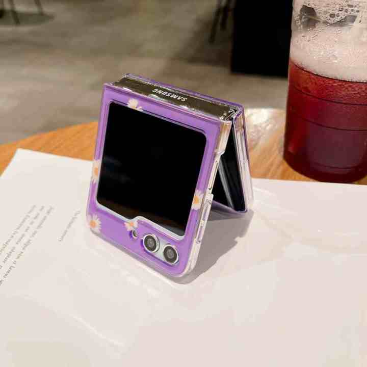 HODON%20Fashion%20Cute%20Purple%20Butterfly%20Clear%20Phone%20Case%20For%20Samsung%20Galaxy%20Z%20Flip%205%205G%20ZFlip4%20Flip3%20Cases%20Ultra%20Thin%20Hard%20Back%20Cover%20-%20Image%204