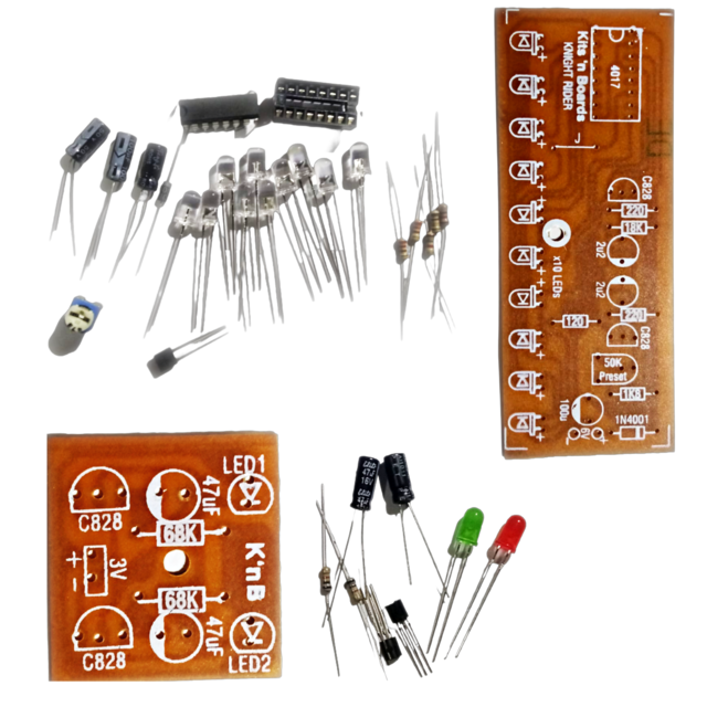 Multivibrator Circuit and Knight Rider Flashing DIY Kit with Parts and PCB - Robo Circuit - Assembly kit