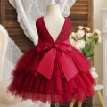 Baby Christmas Clothes for 2-6 Yrs Solid Backless Cute Toddler Girl Birthday Party Dress Lace Xmas New Year Princess Girls Dress. 