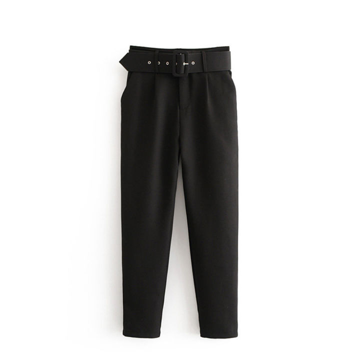 Yfashion%202pcs%20Women%20Cotton%20Solid%20Color%20Trousers%20Casual%20Pleated%20High%20Waist%20Pants%20Multicolor%20Harem%20Pants%20With%20Belt%20color%20-%20Image%207